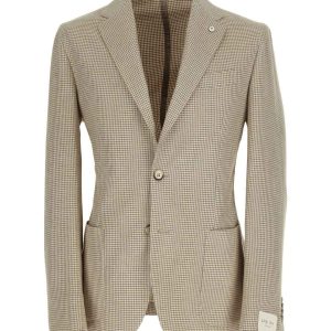 Beige Mönstrad Flanell Blazer